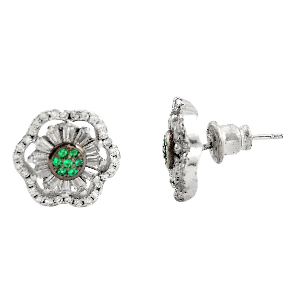 925 sterling silver 4.84cts green emerald (lab) topaz stud earrings c9231