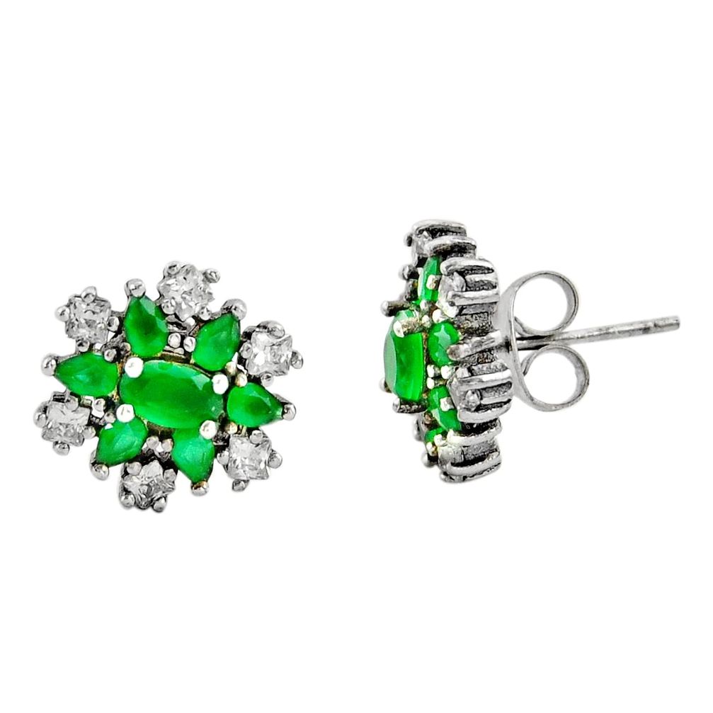 925 sterling silver 4.33cts green emerald (lab) topaz stud earrings c9235