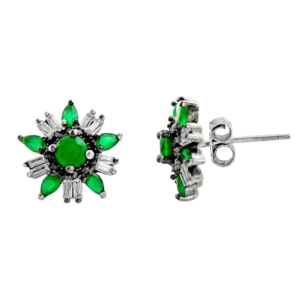 925 sterling silver 3.50cts green emerald (lab) topaz stud earrings c9250