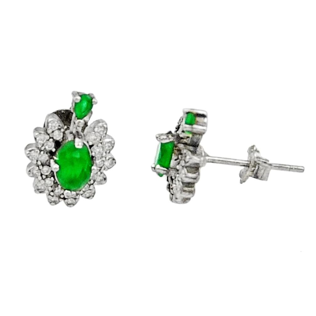 925 sterling silver 4.53cts green emerald (lab) topaz stud earrings c9260