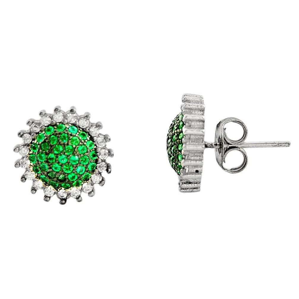 925 sterling silver 4.56cts green emerald (lab) topaz stud earrings c9264
