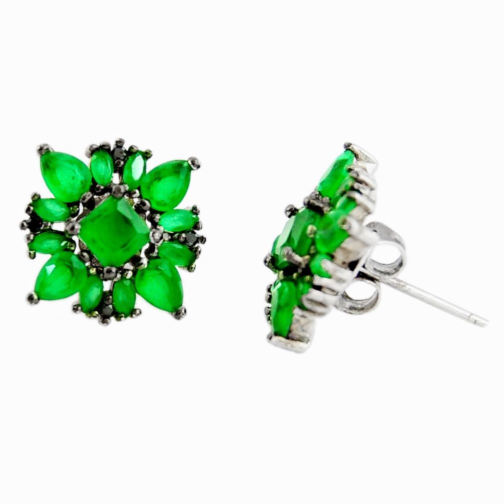 925 sterling silver 6.64cts green emerald (lab) topaz stud earrings c9658