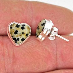 925 sterling silver 7.54cts heart natural brown dalmatian stud earrings y22440