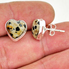 925 sterling silver 7.56cts heart natural brown dalmatian stud earrings y22497