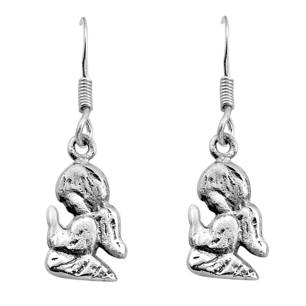 925 sterling silver 3.01gms indonesian bali style solid angel earrings y83473