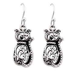 925 sterling silver 4.06gms indonesian bali style solid cats earrings n28129