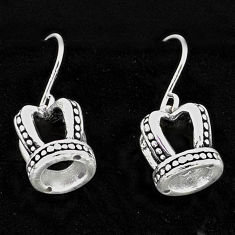925 sterling silver 2.86gms indonesian bali style solid crown earrings t6105