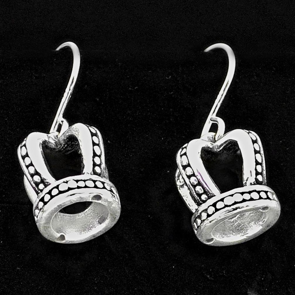 925 sterling silver 2.86gms indonesian bali style solid crown earrings t6109