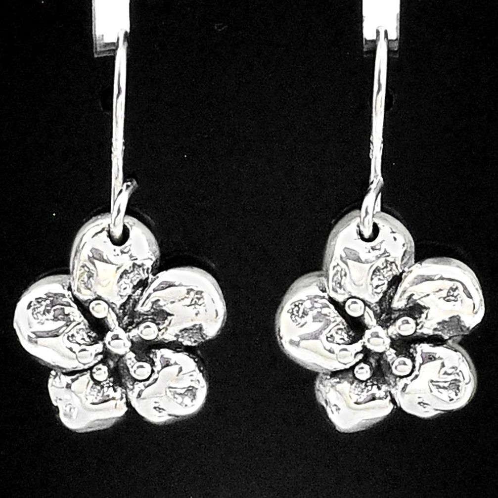 925 sterling silver 2.28gms indonesian bali style solid flower earrings t6157