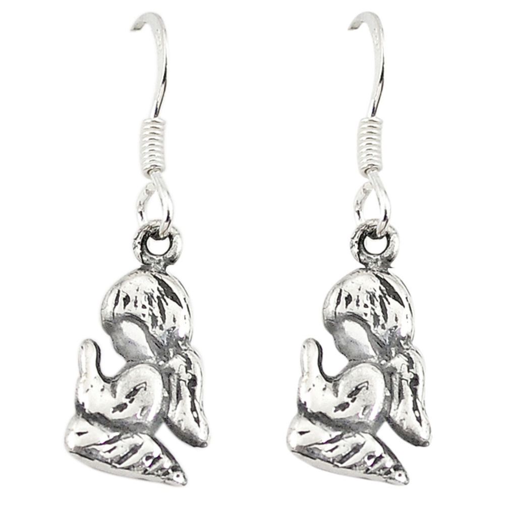 925 sterling silver indonesian bali style solid praying angel earrings c20296