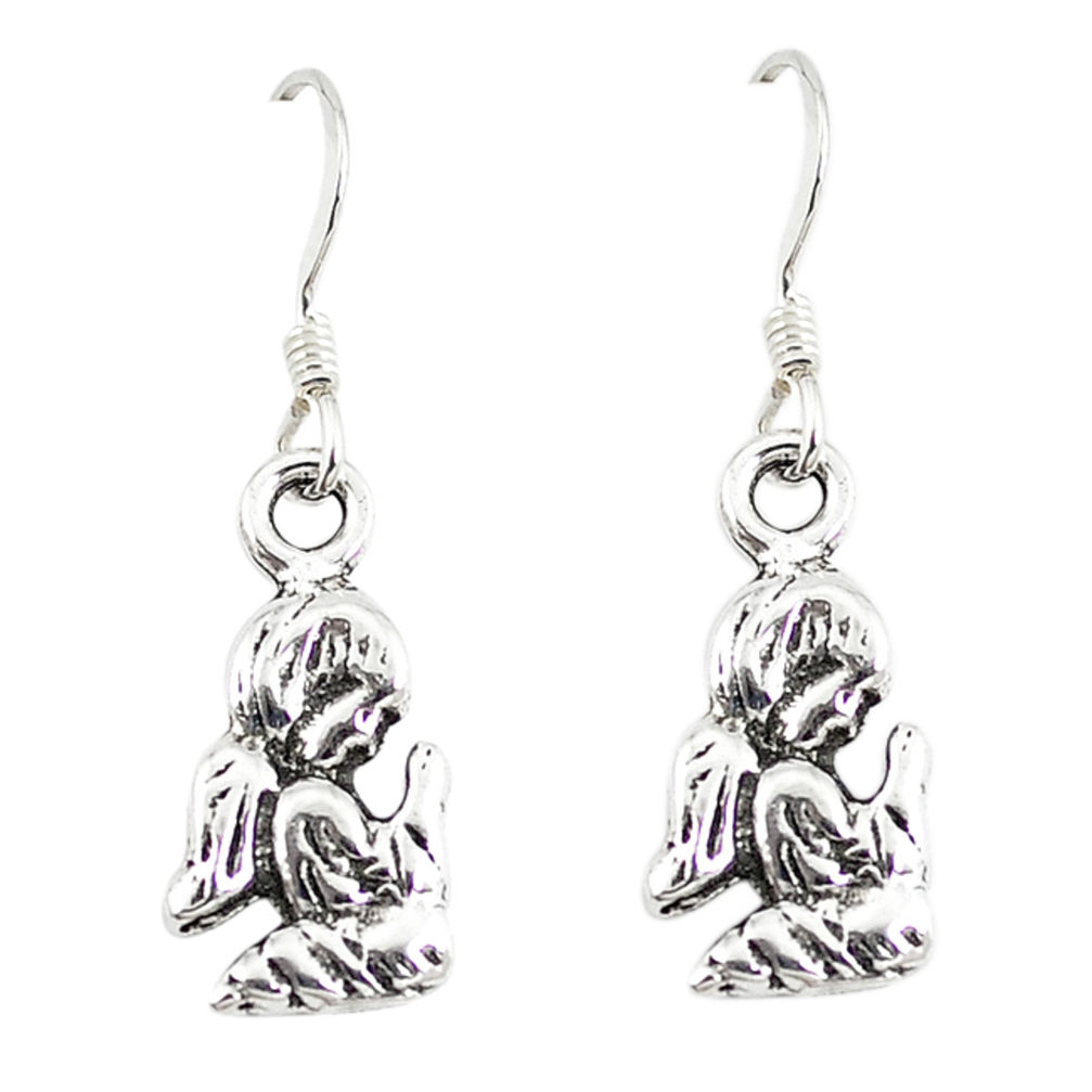 925 sterling silver indonesian bali style solid praying angel earrings c20297