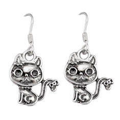 925 sterling silver 4.35gms indonesian bali style solid two cats earrings y39257