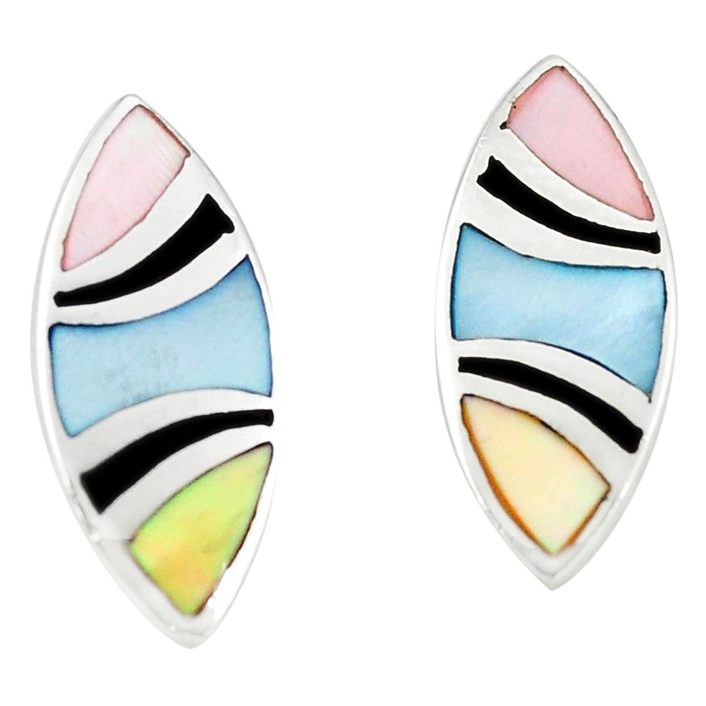 925 sterling silver multi color blister pearl enamel stud earrings a75887 c14364