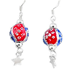925 sterling silver 8.03gms multi color enamel dangle earrings jewelry c20239