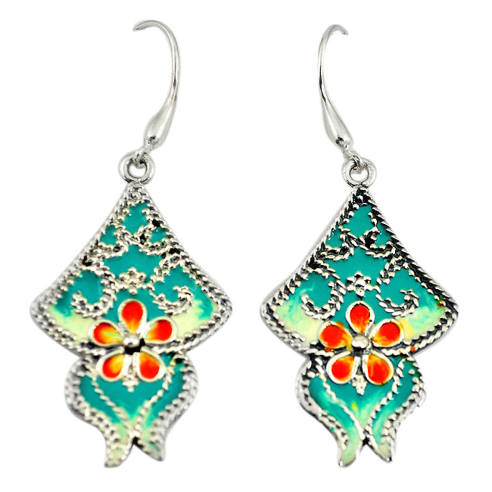 925 sterling silver multi color enamel dangle earrings jewelry c26102