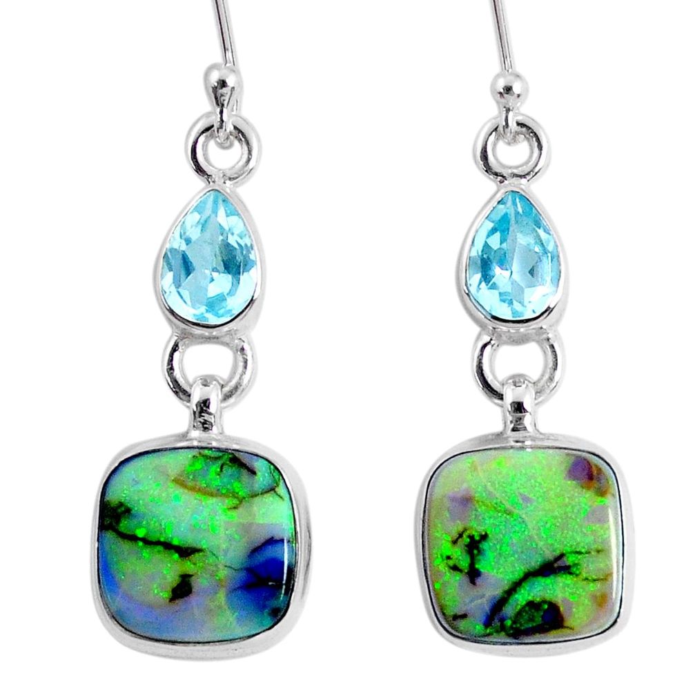 925 sterling silver 8.80cts multi color opal topaz dangle earrings r62895