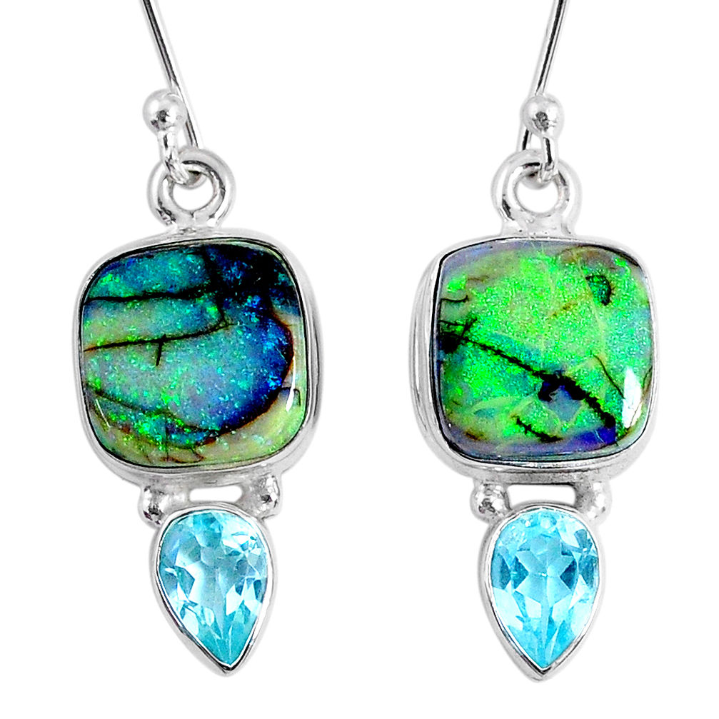 925 sterling silver 8.80cts multi color opal topaz dangle earrings r62899