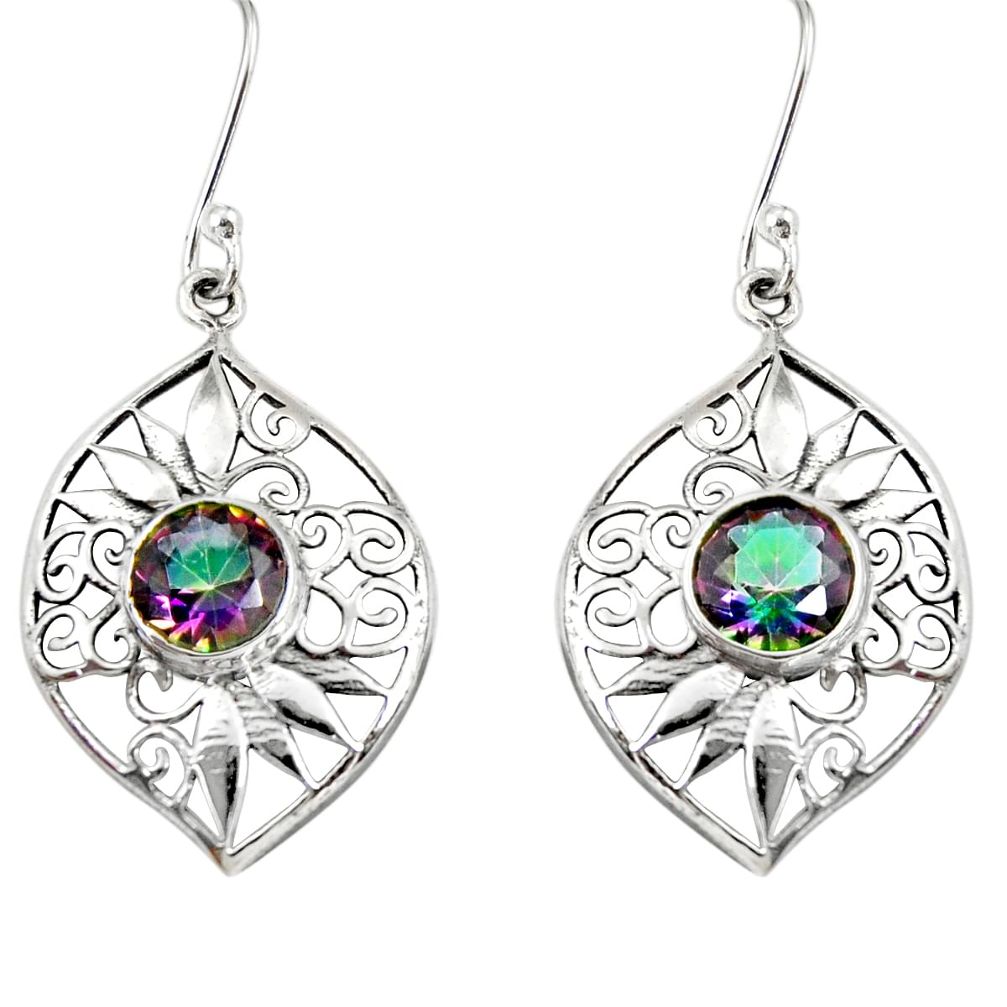 925 sterling silver 5.53cts multi color rainbow topaz dangle earrings d40092