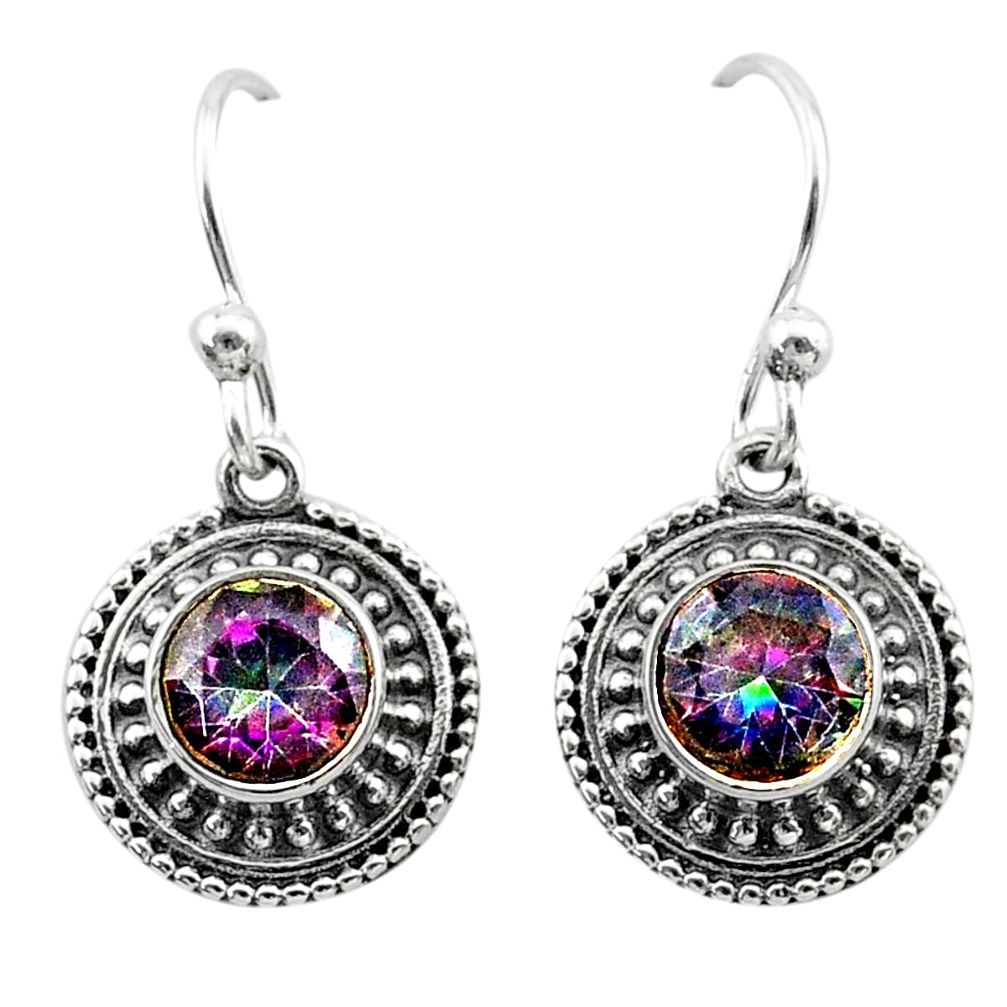 925 sterling silver 2.93cts multi color rainbow topaz dangle earrings t30067