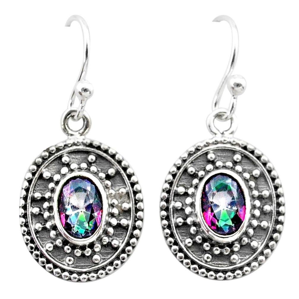 925 sterling silver 3.46cts multi color rainbow topaz dangle earrings t30111