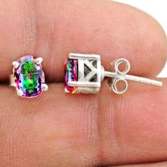 925 sterling silver 2.79cts multi color rainbow topaz stud earrings t76514