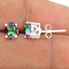 925 sterling silver 2.81cts multi color rainbow topaz stud earrings t76536
