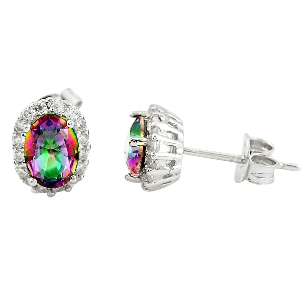 925 sterling silver multi color rainbow topaz topaz stud earrings c26200