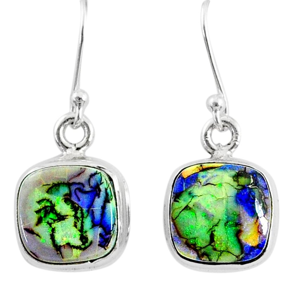 925 sterling silver 6.99cts multi color sterling opal dangle earrings r70180