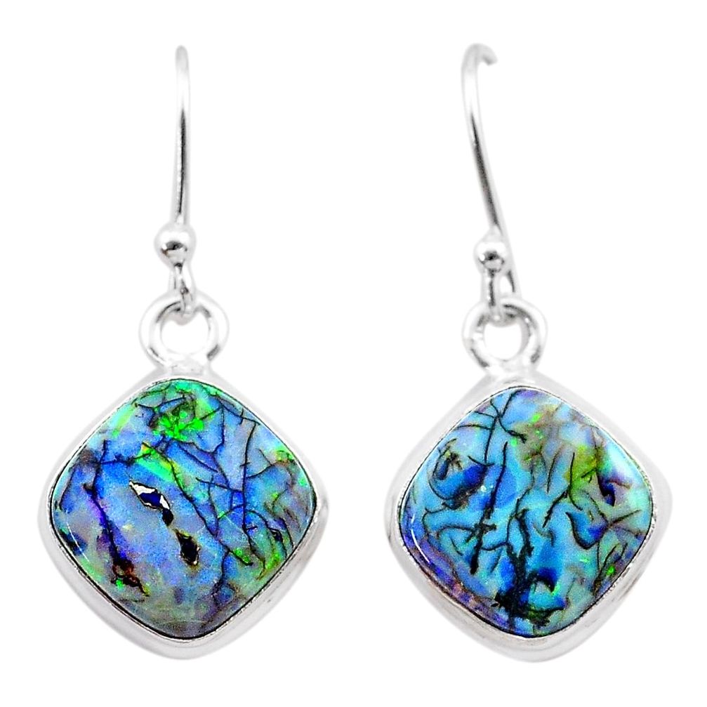 925 sterling silver 5.57cts multi color sterling opal dangle earrings t26316