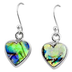 925 sterling silver 6.61cts multi color sterling opal heart earrings r70188