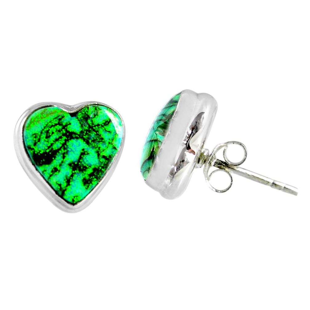 925 sterling silver 4.83cts multi color sterling opal heart stud earrings r62854