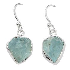 925 sterling silver 9.47cts natural aqua aquamarine rough dangle earrings y25643