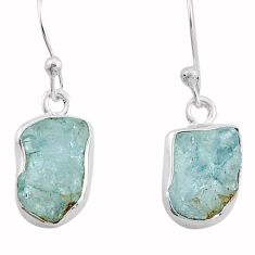 925 sterling silver 3.42cts natural aqua aquamarine rough dangle earrings y93168