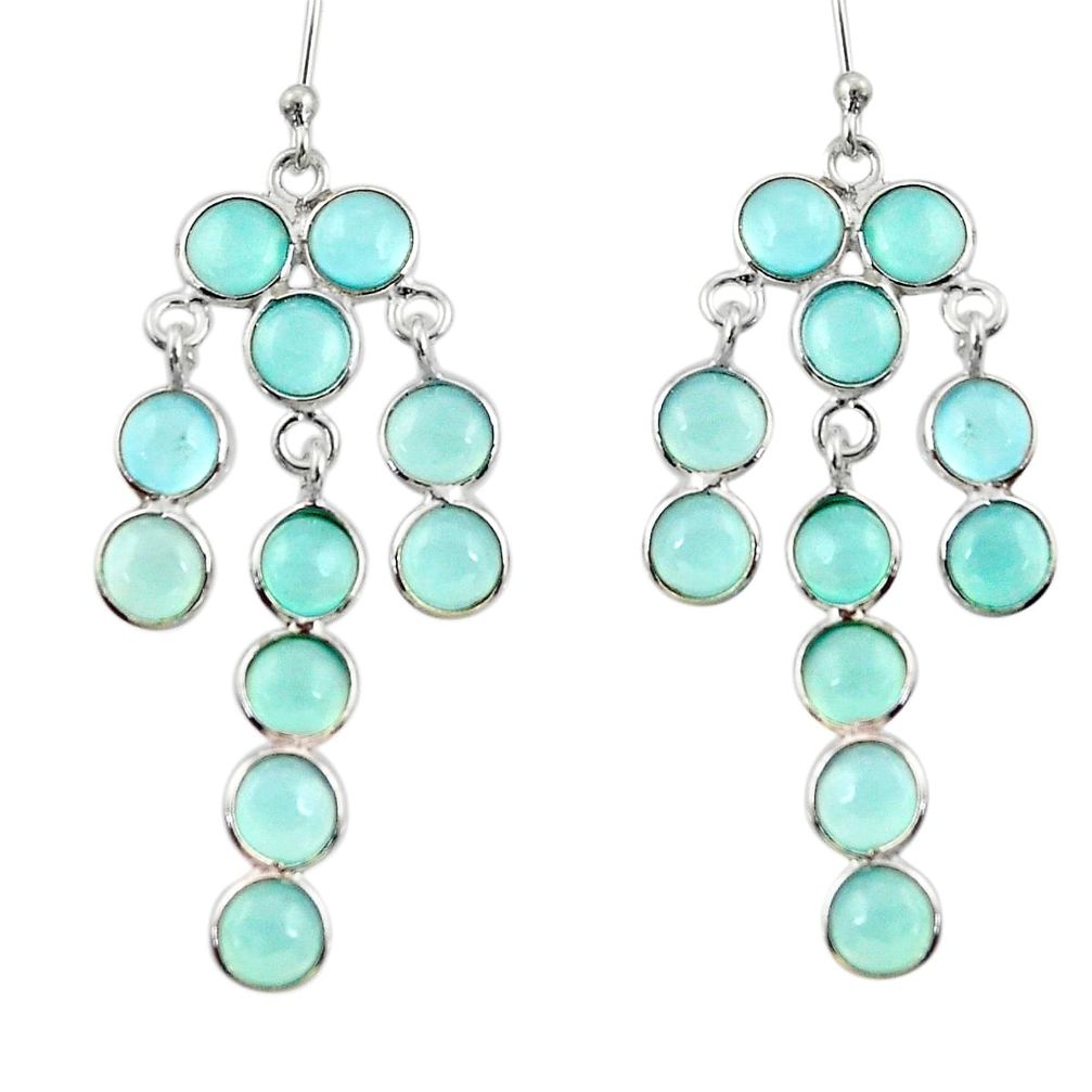 925 sterling silver 14.06cts natural aqua chalcedony chandelier earrings r33412