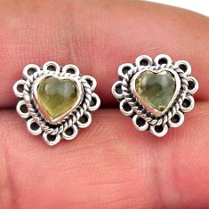 925 sterling silver 2.75cts natural aqua chalcedony heart stud earrings n28800