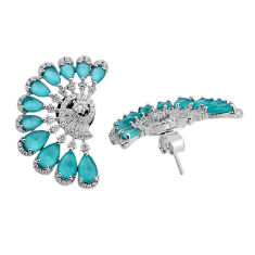 925 sterling silver 14.04cts natural aqua chalcedony topaz stud earrings y83526