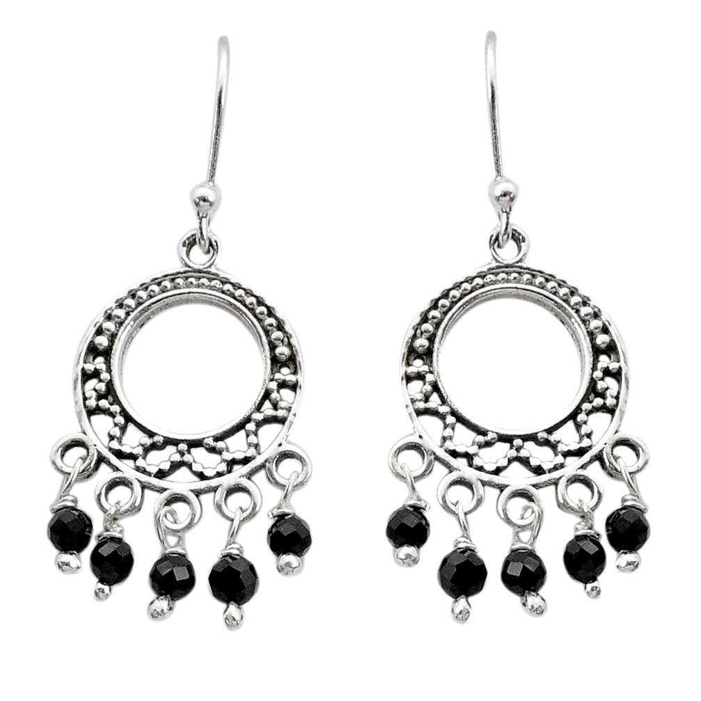 925 sterling silver 3.29cts natural black onyx chandelier earrings u71447
