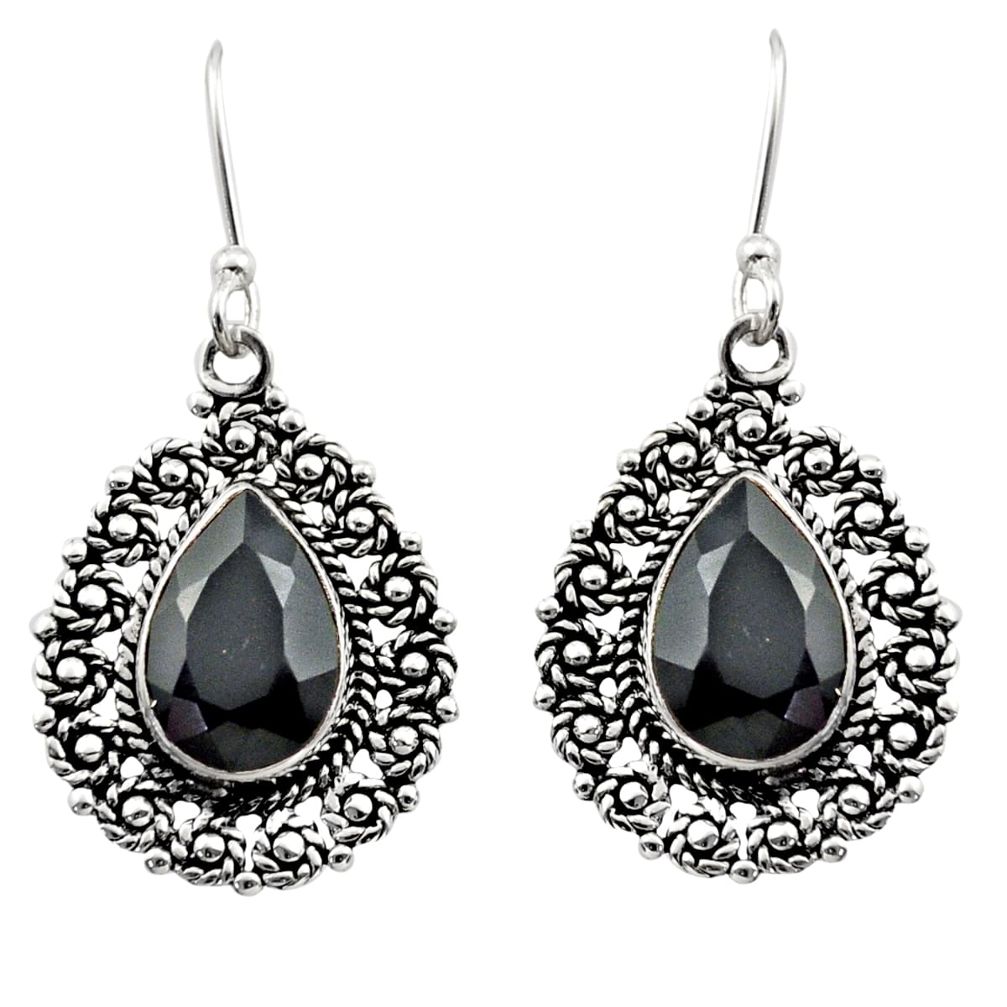 925 sterling silver 11.19cts natural black onyx dangle earrings jewelry d40996