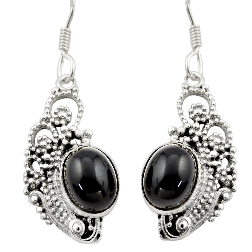 925 sterling silver 8.42cts natural black onyx dangle earrings jewelry d46909