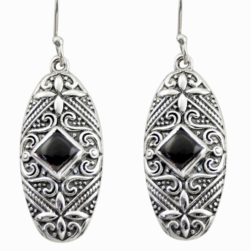 925 sterling silver 4.01cts natural black onyx dangle earrings jewelry d47144