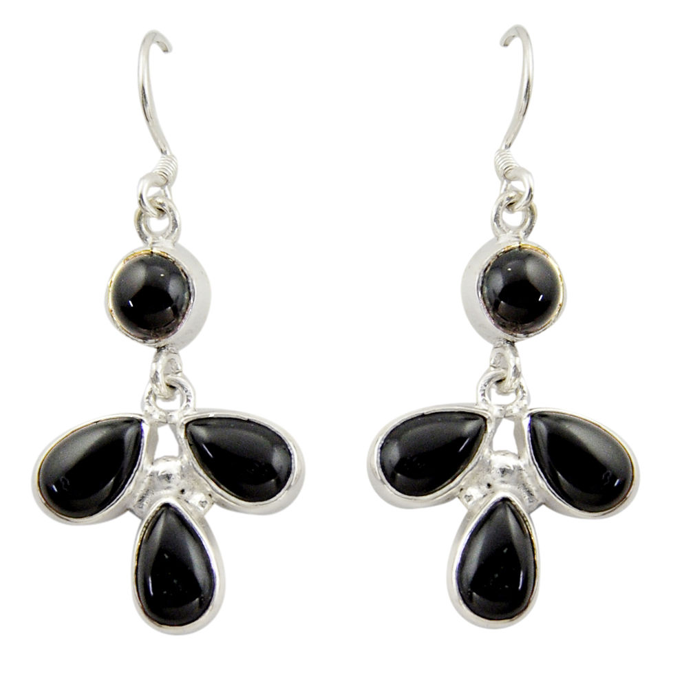 925 sterling silver 11.89cts natural black onyx dangle earrings jewelry d47568