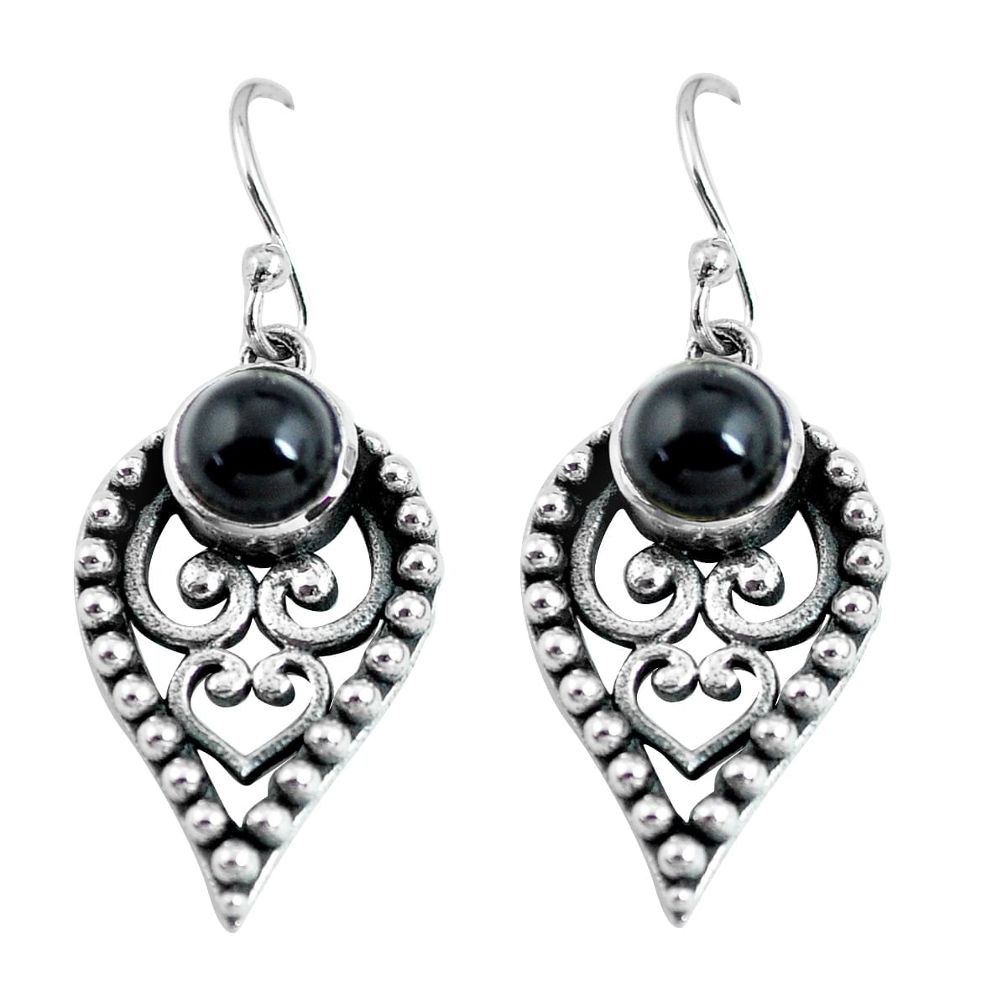 ver 2.63cts natural black onyx dangle earrings jewelry p63992