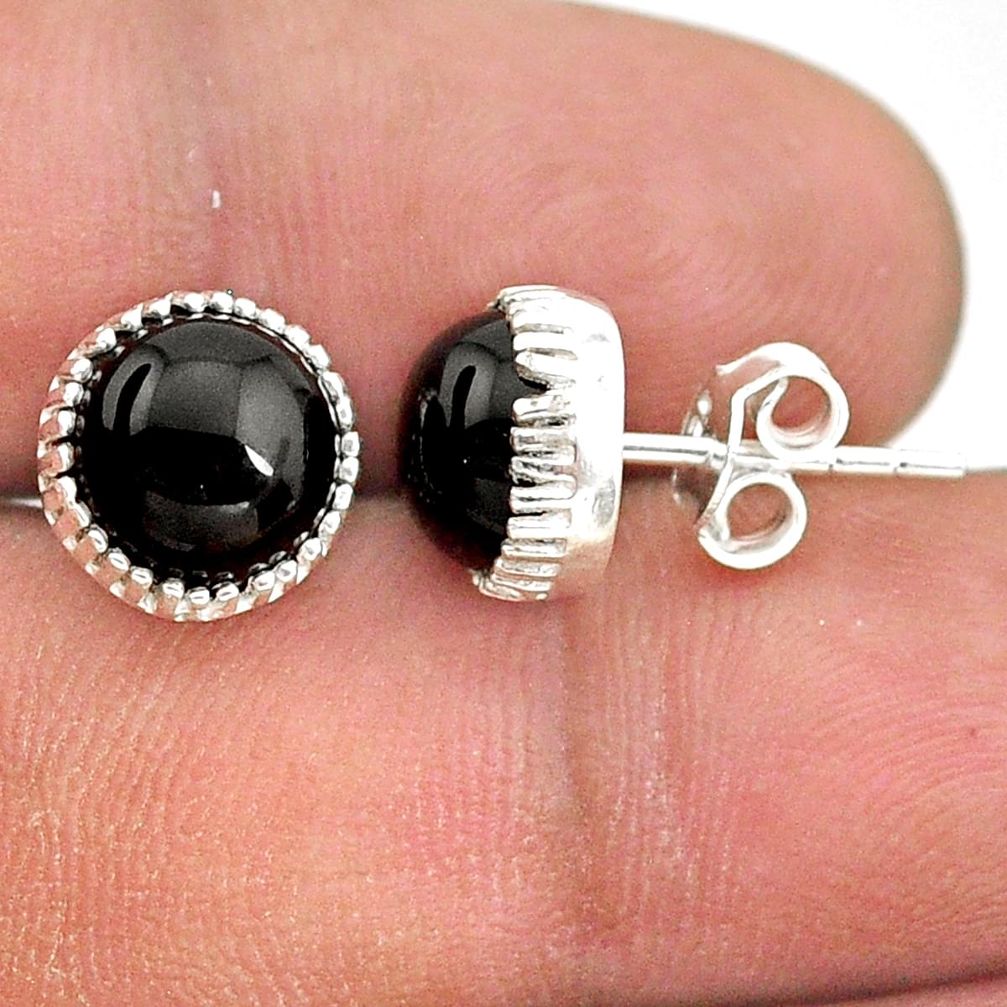 925 sterling silver 5.88cts natural black onyx stud earrings jewelry t43733