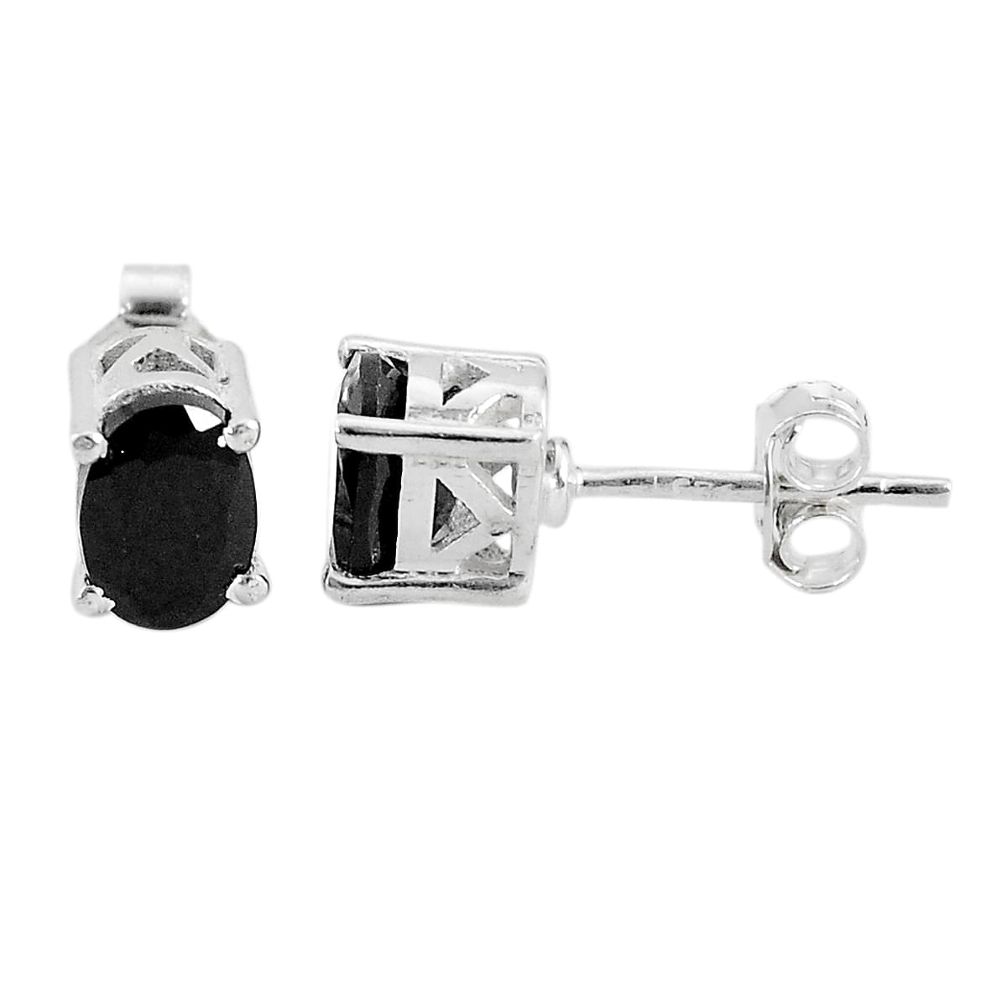 925 sterling silver 3.04cts natural black onyx stud earrings jewelry t4877