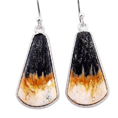 925 sterling silver 14.25cts natural black picasso jasper dangle earrings n54895