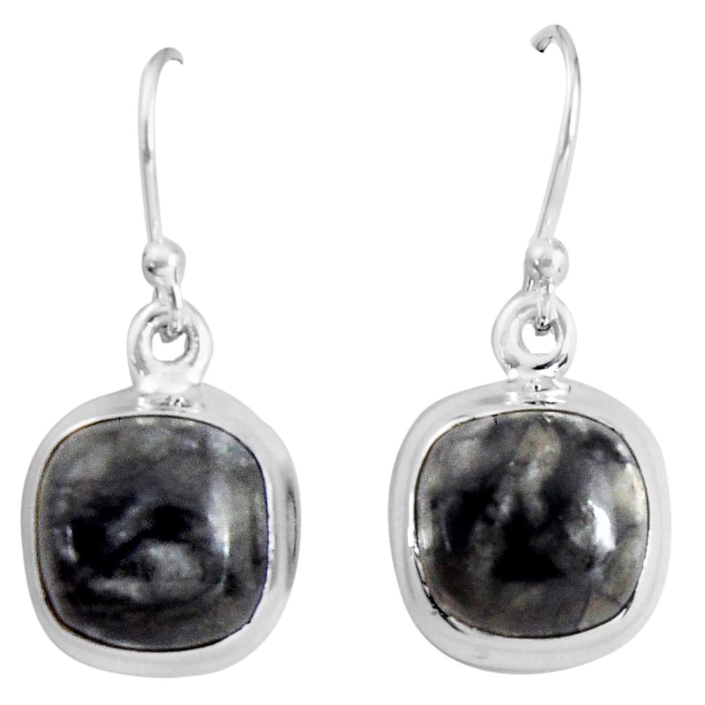 925 sterling silver 10.32cts natural black picasso jasper dangle earrings p89359