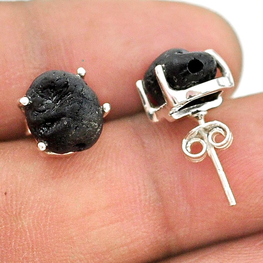 925 sterling silver 9.22cts natural black tourmaline raw stud earrings t21097