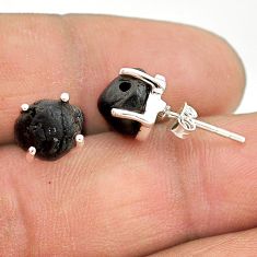 925 sterling silver 7.65cts natural black tourmaline raw stud earrings t21113