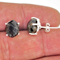 925 sterling silver 7.55cts natural black tourmaline rough stud earrings y74740