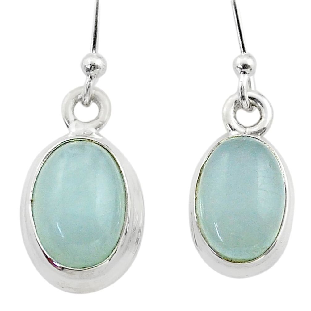 925 sterling silver 8.38cts natural blue aquamarine dangle earrings t70753